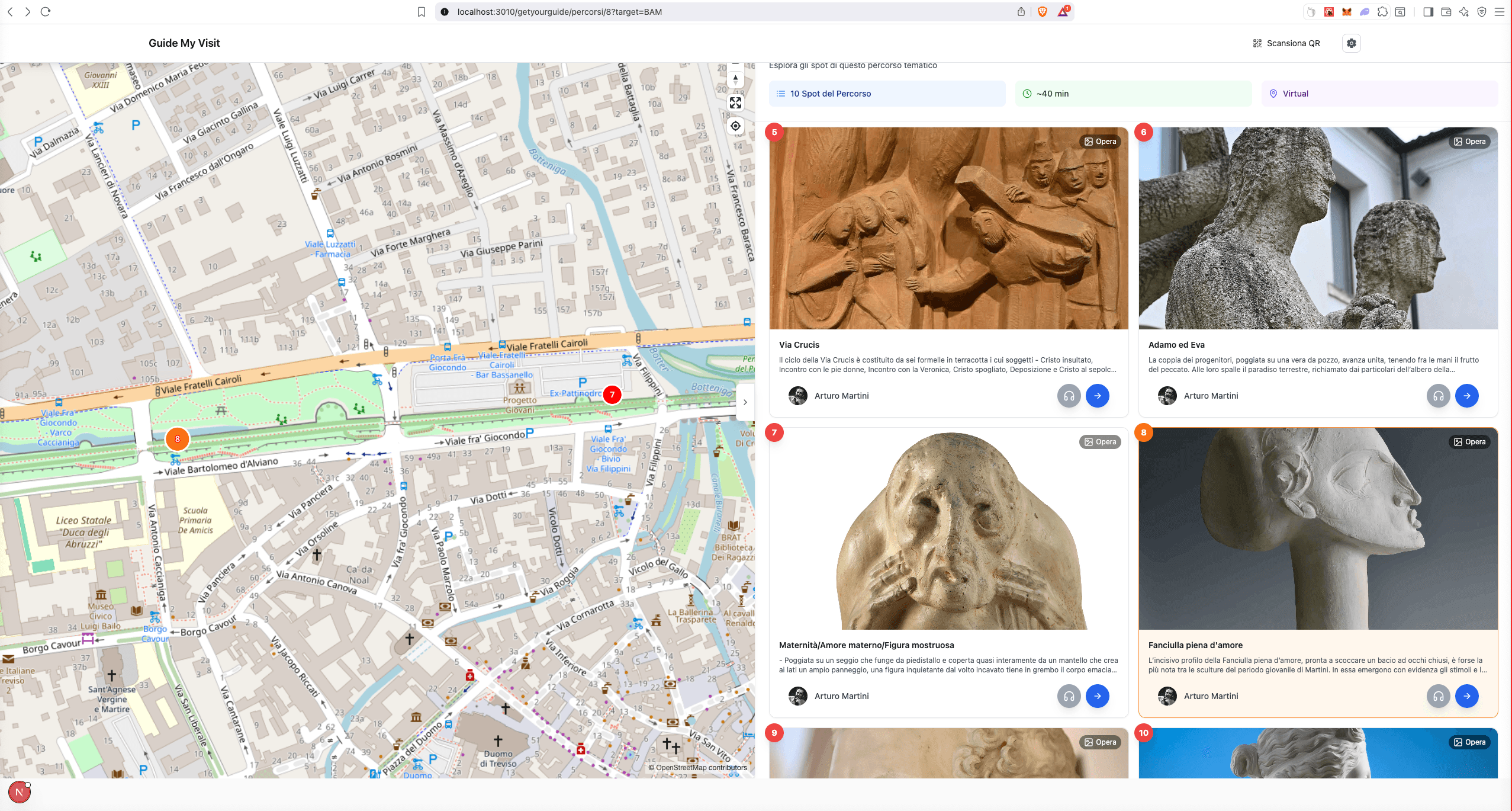 Mappa interattiva GuideMyVisit - Navigazione museo con tecnologia Beacon e georeferenziazione